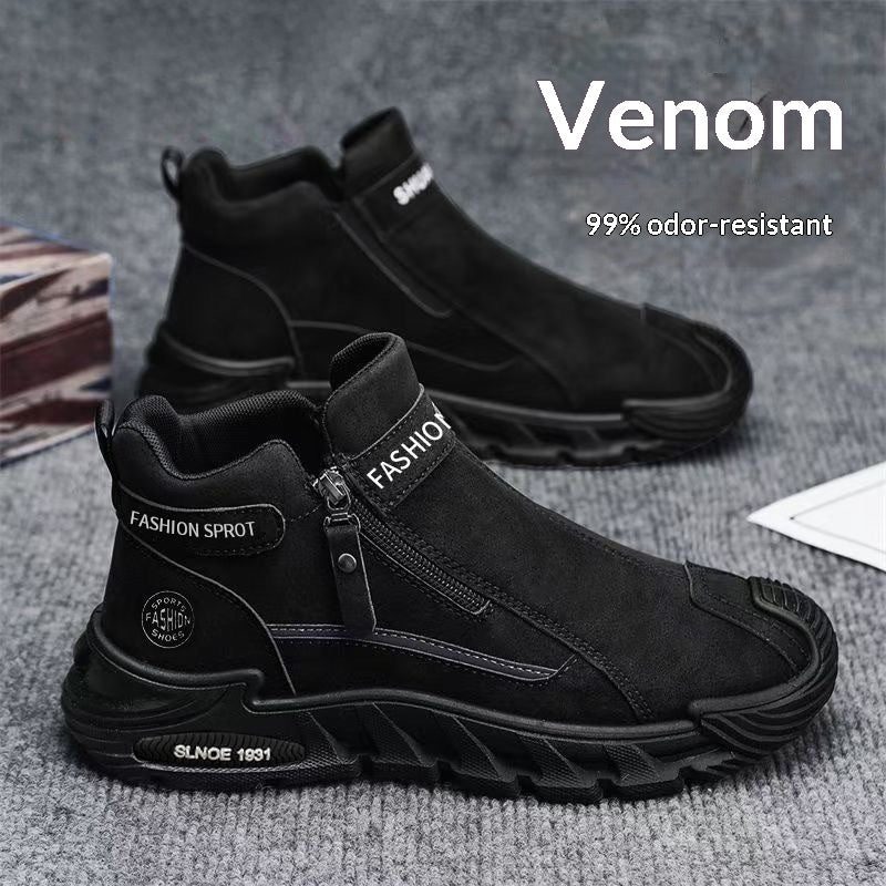 Trendy Mens Slip-resistant Workwear Shoes, Versatile Mens Footwear With A Zipper - My Store