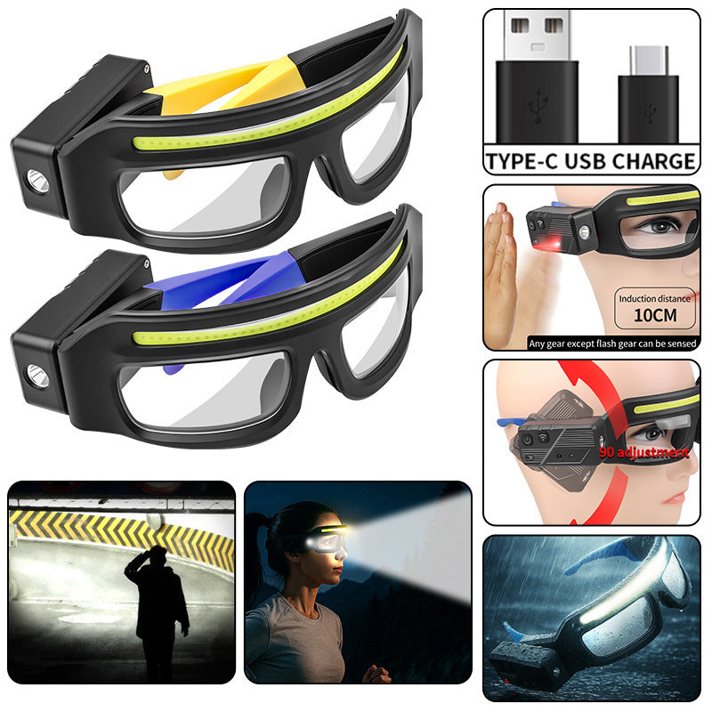 Multi-functional Glasses Light Light With Type-C Charging, Warning Headlamp, Compact And Portable, Touch-sensitive Headlamp - My Store