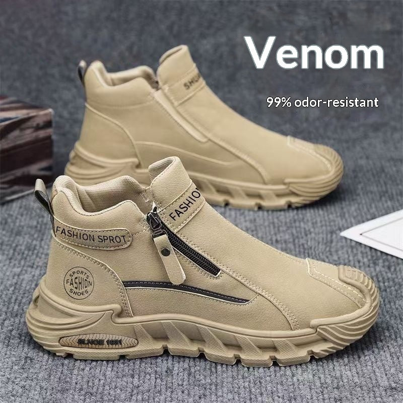 Trendy Mens Slip-resistant Workwear Shoes, Versatile Mens Footwear With A Zipper - My Store