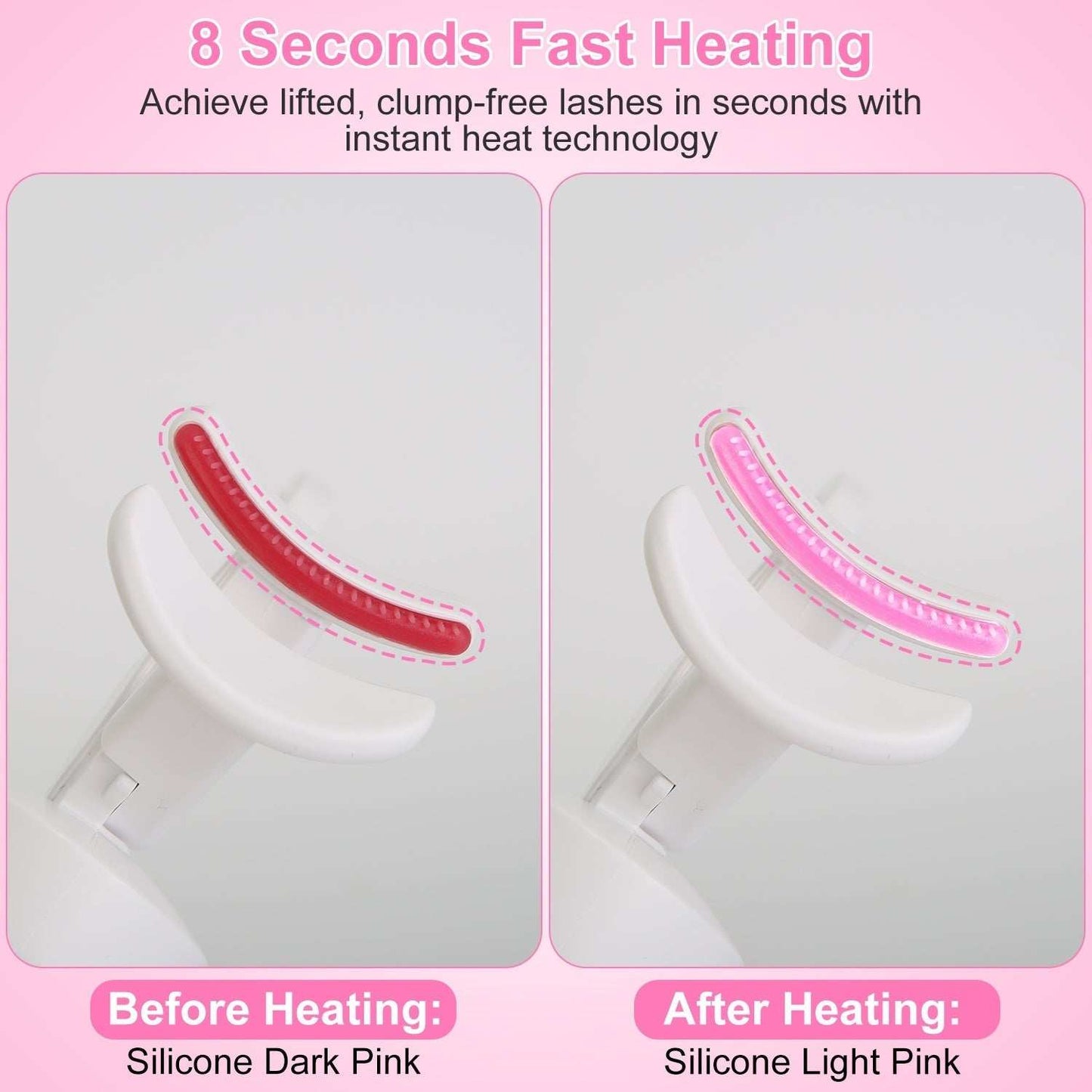 2pcs white heated eyelash curlers with USB rechargeable cables and comb attachments for quick curling