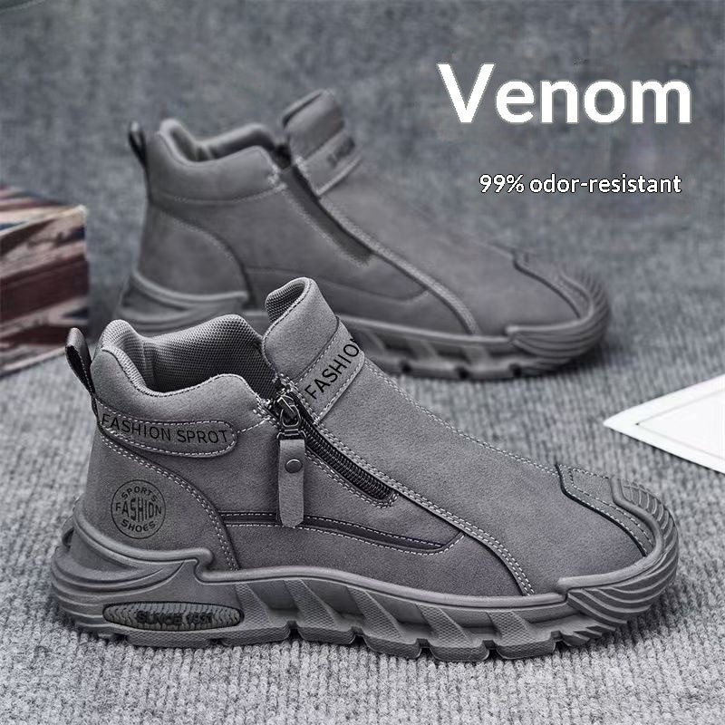 Trendy Mens Slip-resistant Workwear Shoes, Versatile Mens Footwear With A Zipper - My Store